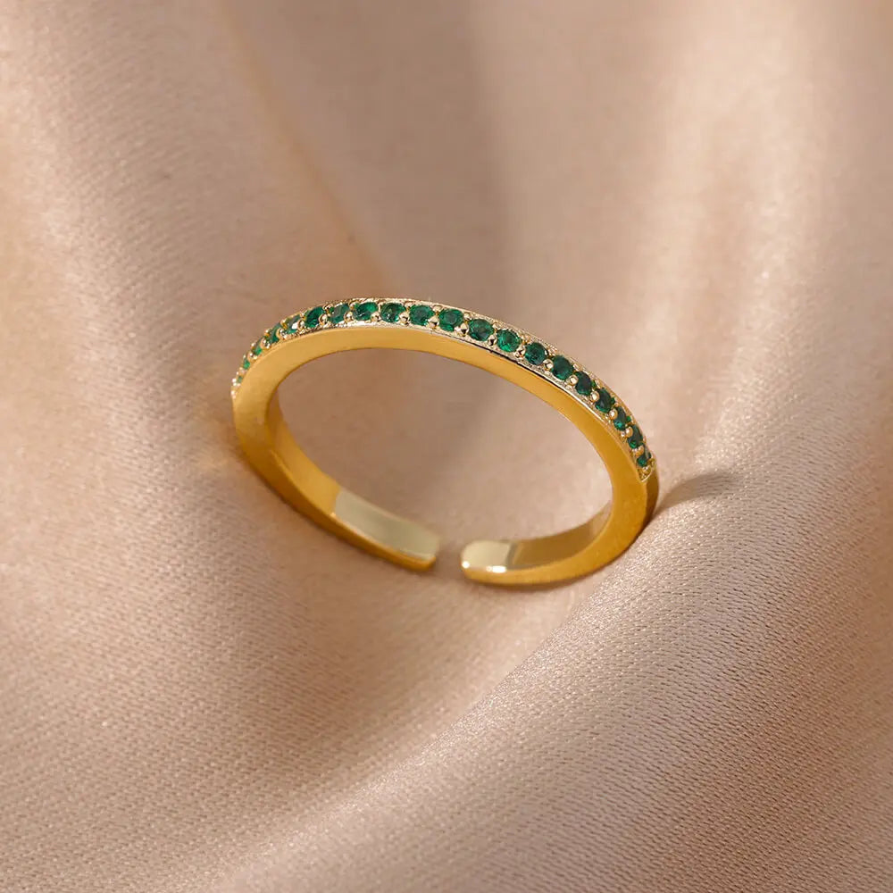 Mini Zircon Multi Color Adjustable Engagement Wedding Gold Women Rings Christmas Jewelry Gift