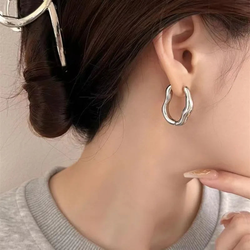 Irregular Geometric Earrings Women New Trendy Personalized Simple Temperament Fall Jewelry Gift