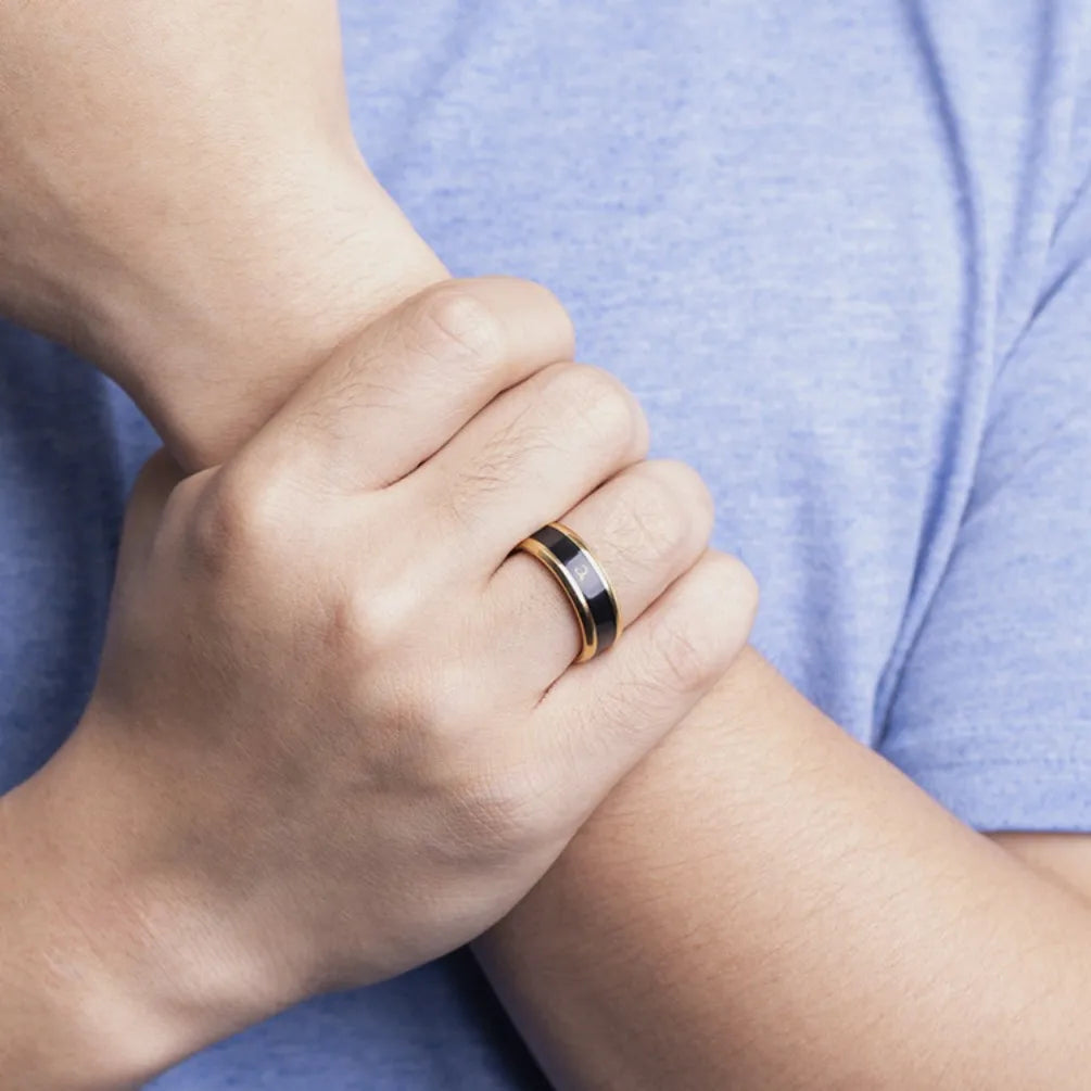 Smart Sensor Body Stainless Steel Couples Women Men Love Band Ring Temperature Measurement Function