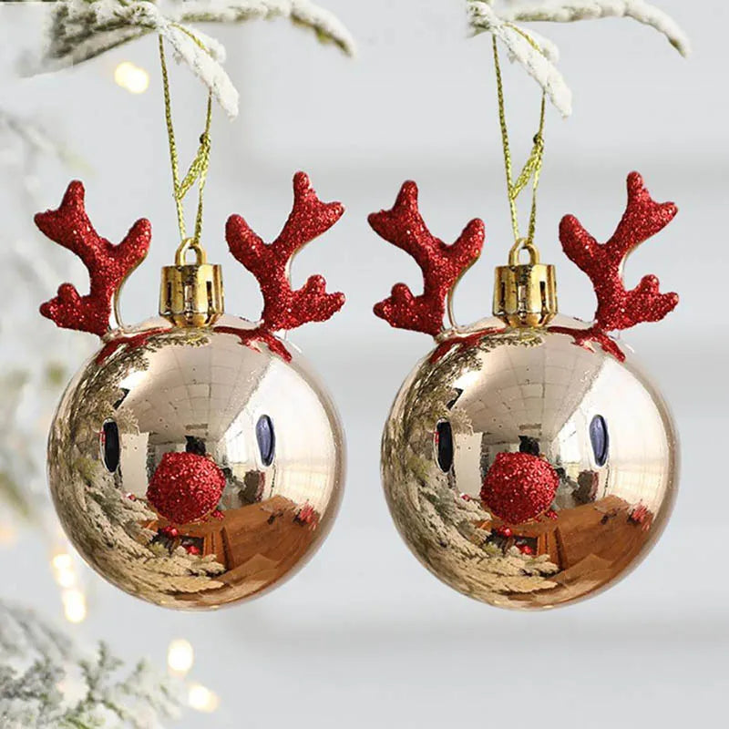 2pcs Elk Christmas Balls Ornaments Tree Hanging Bauble Pendant Home Decoration Navidad Xmas New Year
