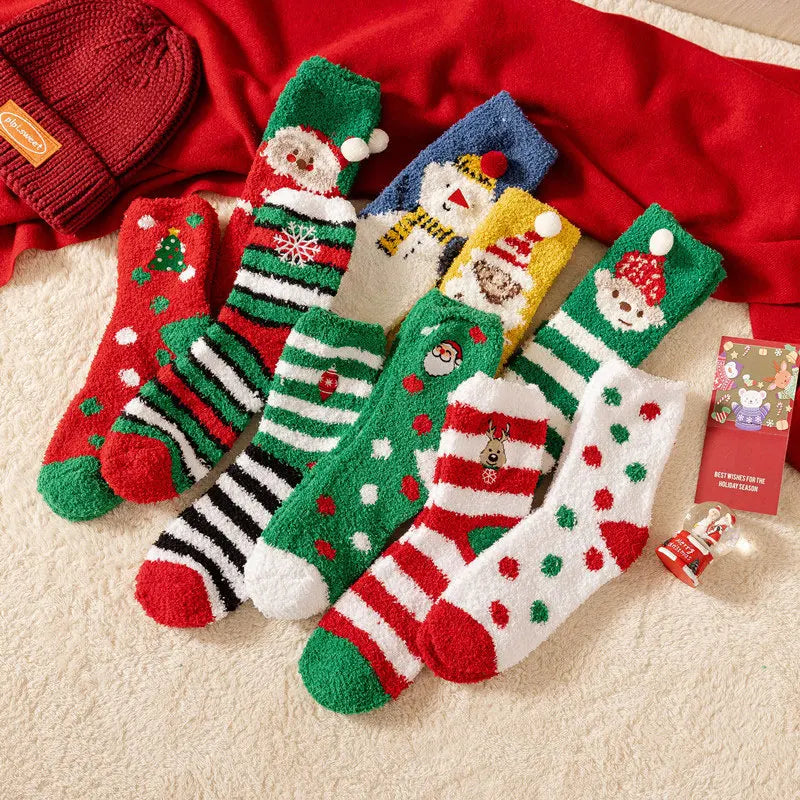 Christmas Cute Decorative Pendant Coral Velvet Cartoon Sleep Packaging Ball Fall Socks Xmas Gift