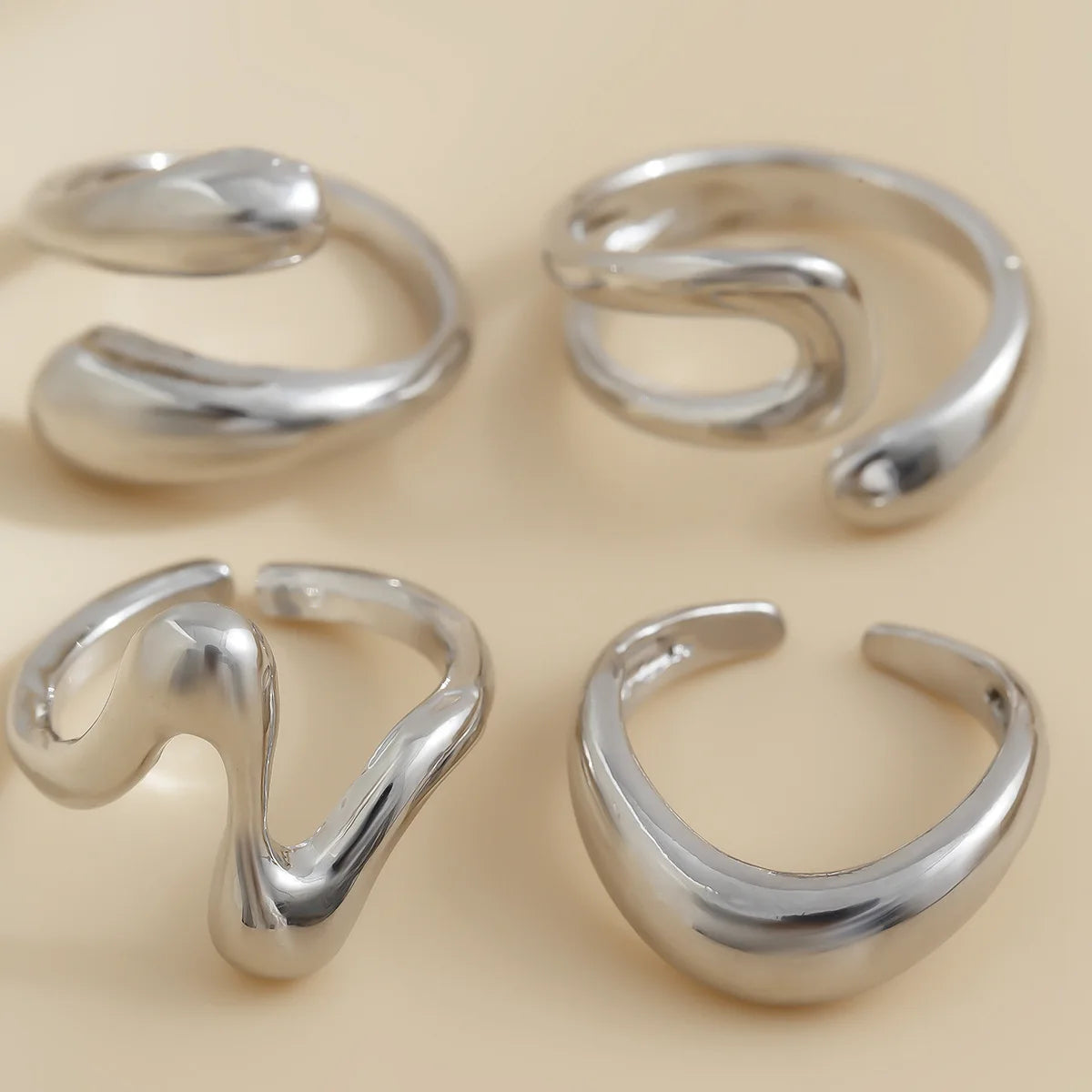 4pcs/Set Irregular Geometric Punk Fashion Beach Gold Silver Women Knuckle Joint Rings Jewelry Gifts