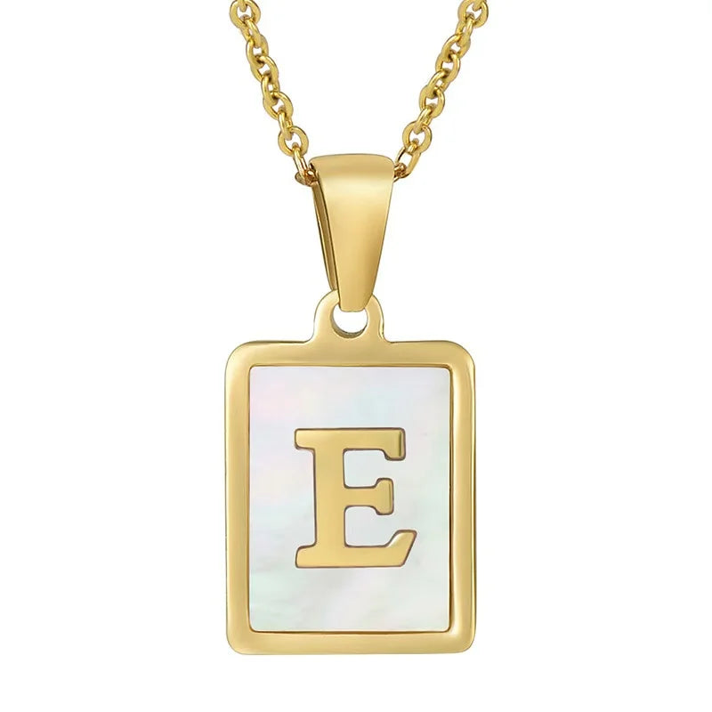 Pearl Shell Initial Letter 26 Alphabet Minimalist Pendant Trendy Gold Women Necklace Jewelry Gifts