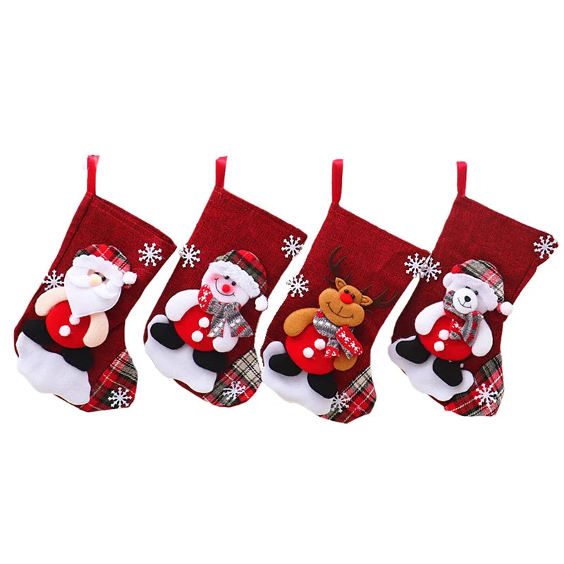 Christmas Xmas Ornaments Decoration 3D Santa Claus Snowman Christmas Socks Stocking Candy Gift Bag