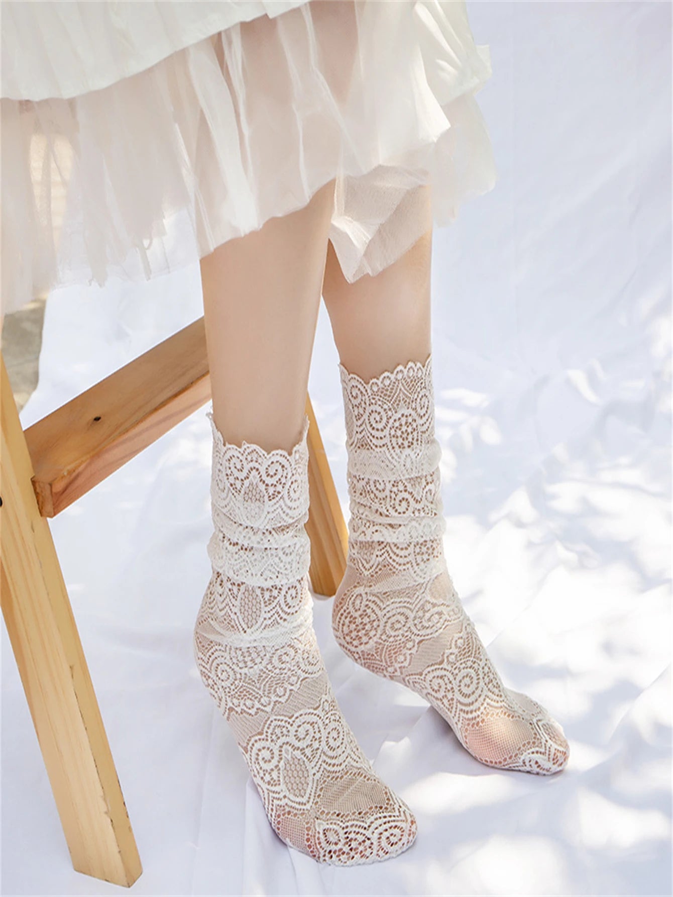 Sexy Hollow Out Lace Mesh Retro Floral Black White Grey Japanese Korean Cute Girls Women Socks