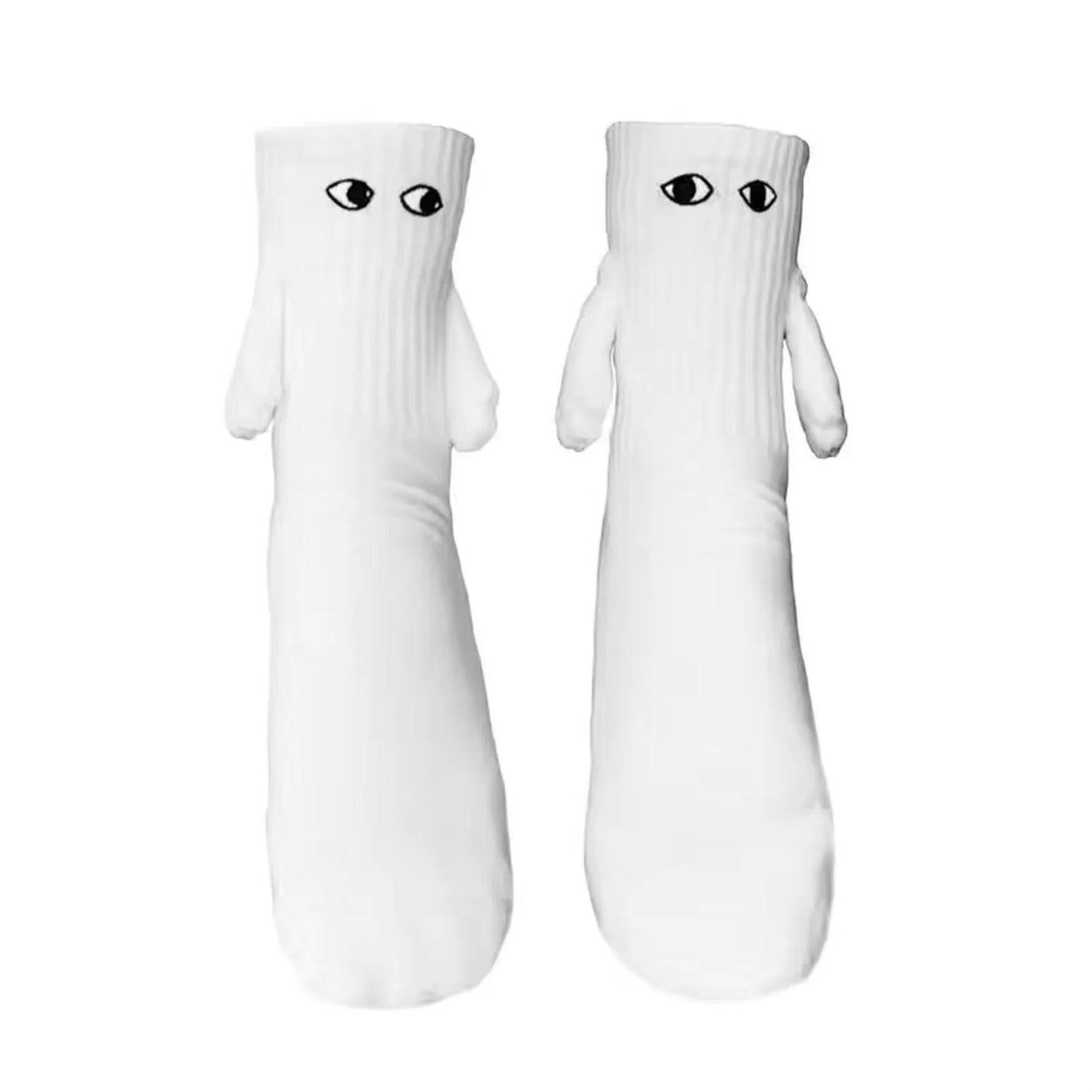 Personalized Magnetic Three-dimensional Dolls Couples Holding Hands Fashion Mid Length Women Socks