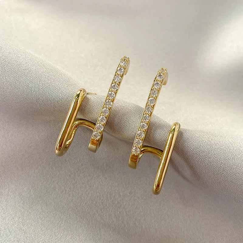 New Bright Crystal Luxury Korean Unusual Earrings Ear Piercing Hook Irregular Christmas Gift
