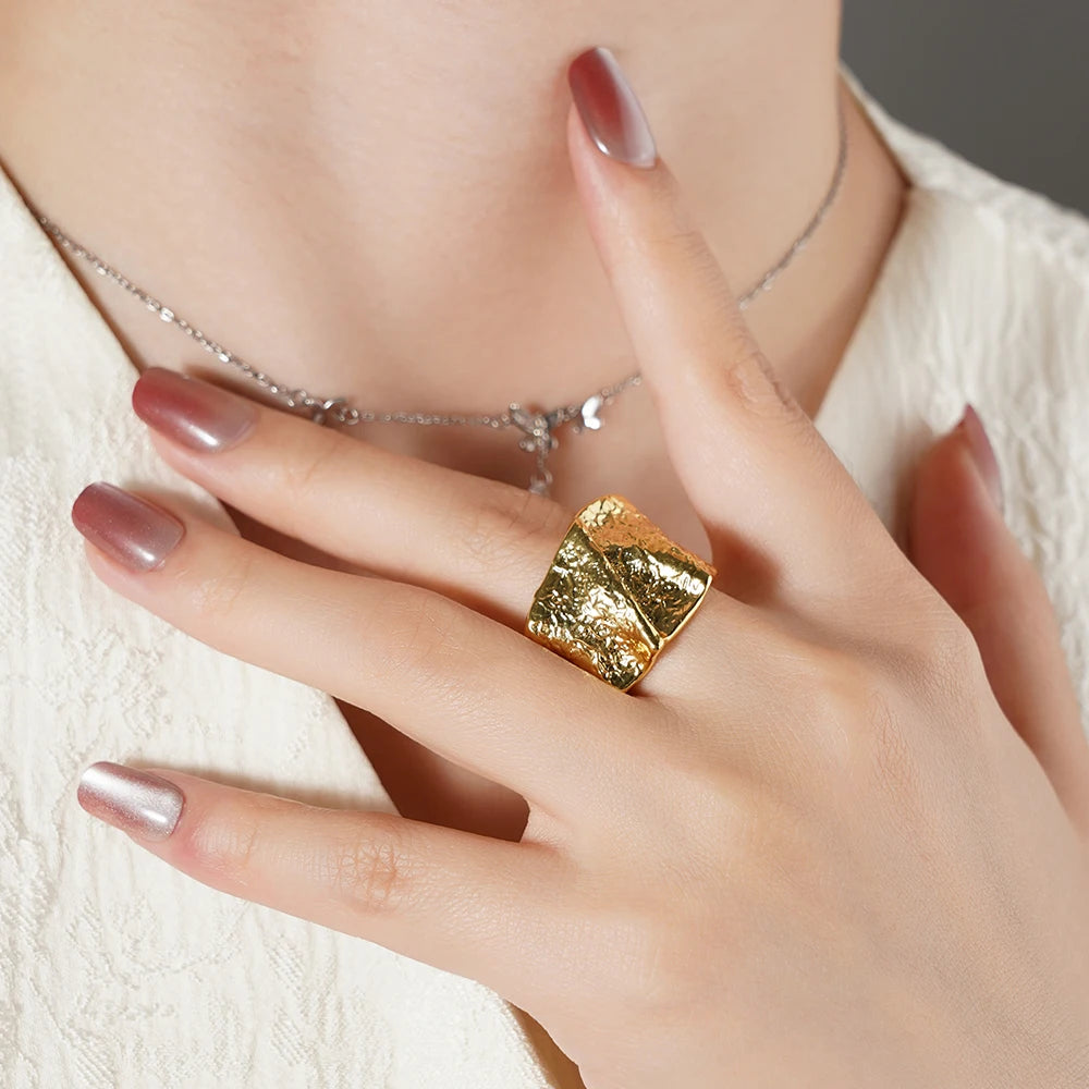 Gold Open Butterfly Bow Heart Twist Multi Layers Women Rings Valentine's Day Jewelry Gift