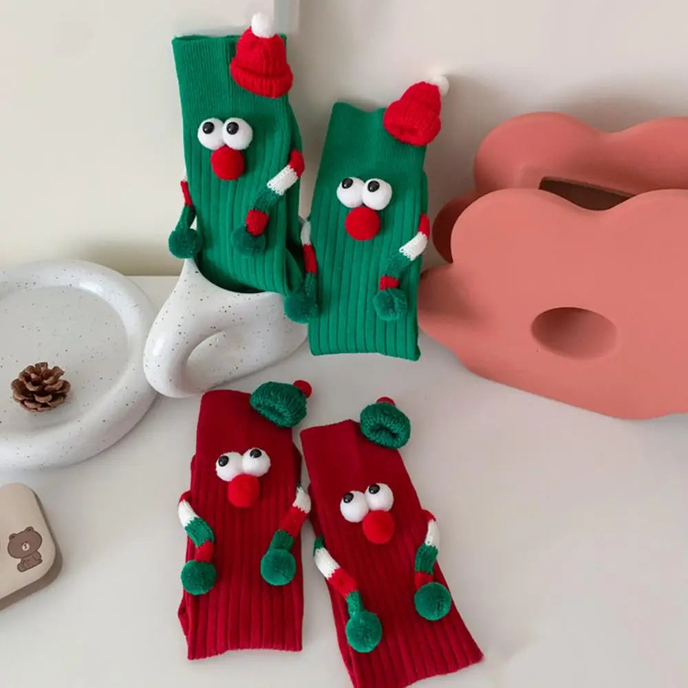 Cute Magnet Elastic Soft Cartoon Hand Comfortable Funny Socks Holiday Christmas Fall Gift
