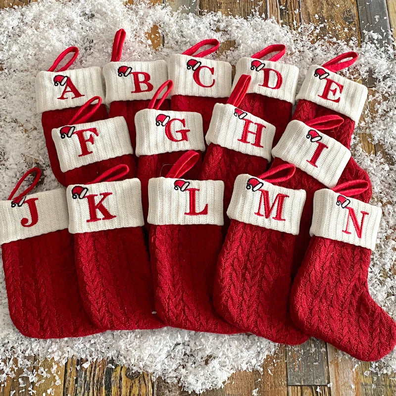 Christmas Decoration Letters Snowflake Xmas Tree Pendant Ornament Knitting Sock Home Decor Fall Gift