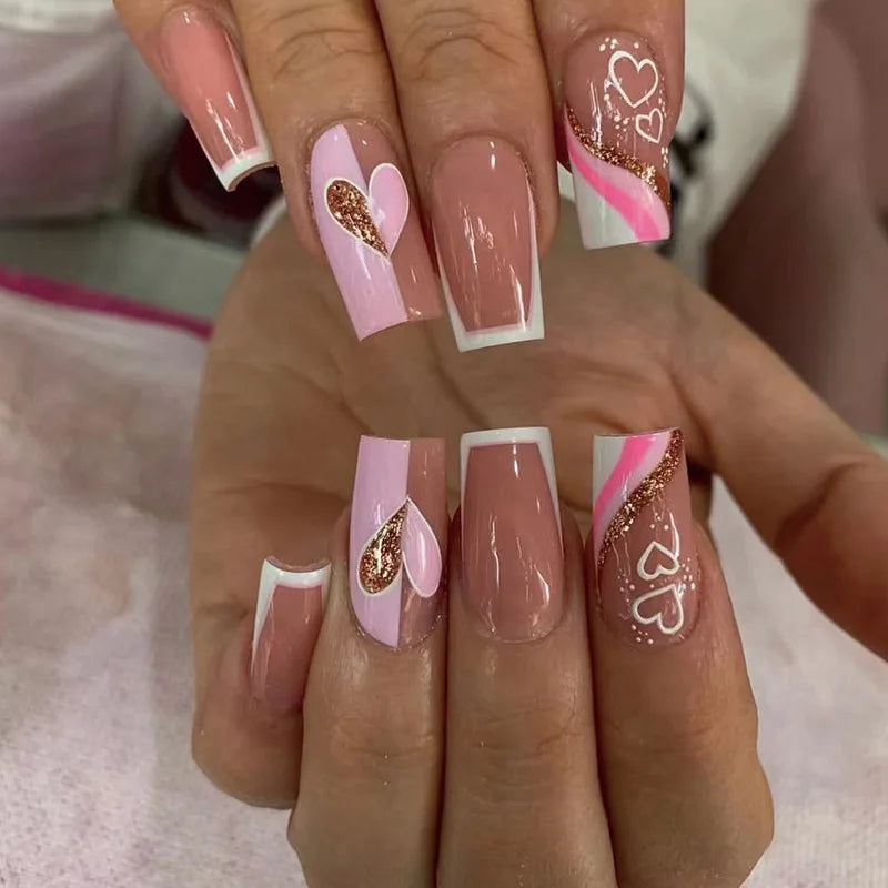 24pcs/set Wearable Ballerina Art Decoration Removable Fall Winter Women False Nails Manicure Set