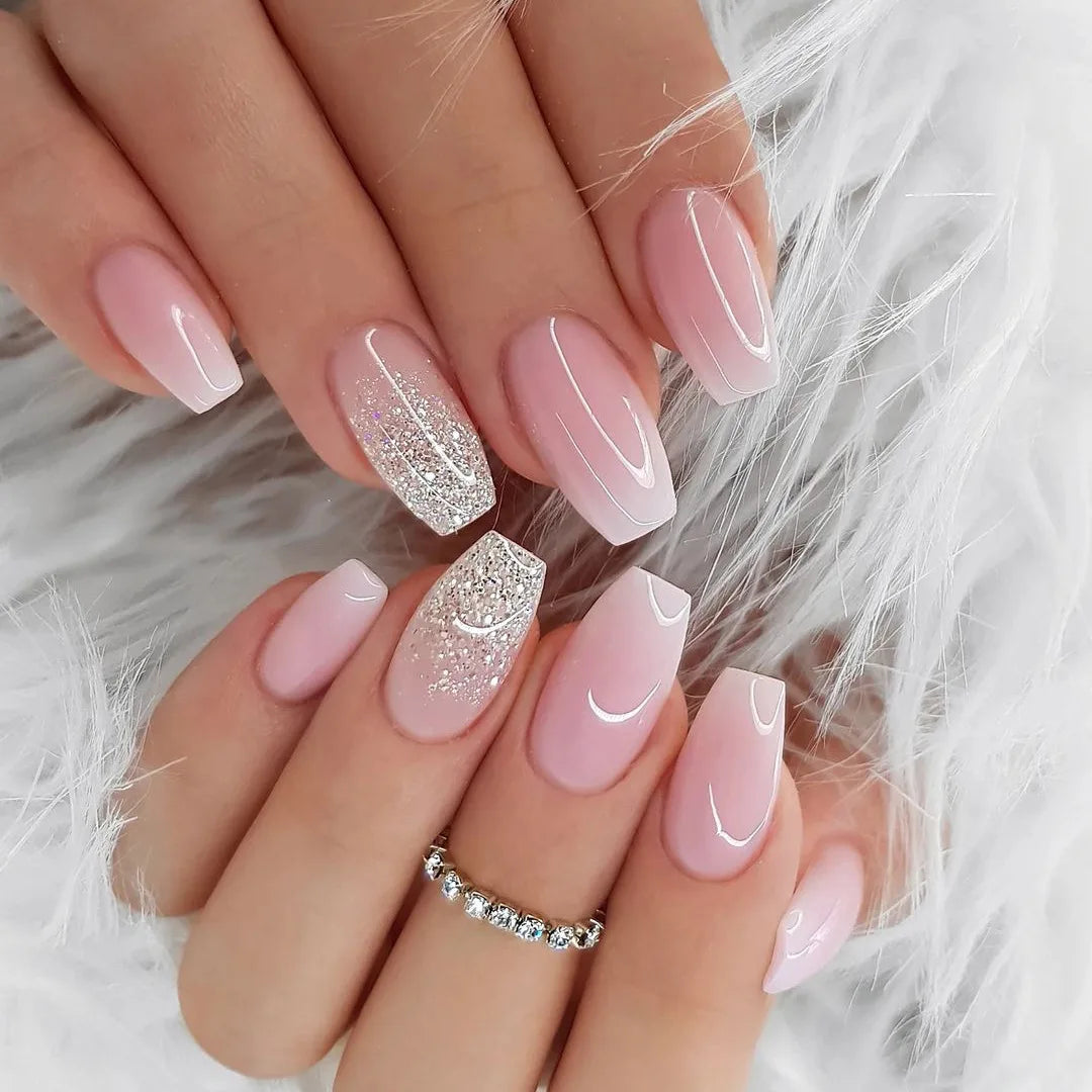 24pcs/set Wearable Ballerina Art Decoration Removable Fall Winter Women False Nails Manicure Set