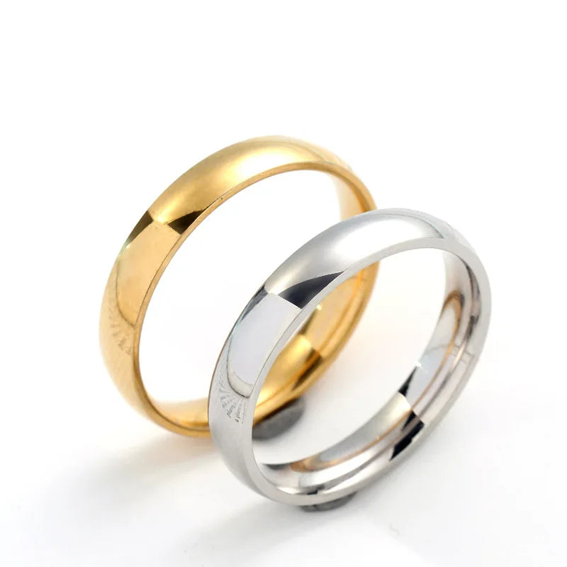 Fashion Simple Smooth Stainless Steel Women Men Classic Couple Rings Wedding Engagement Jewelry Gift