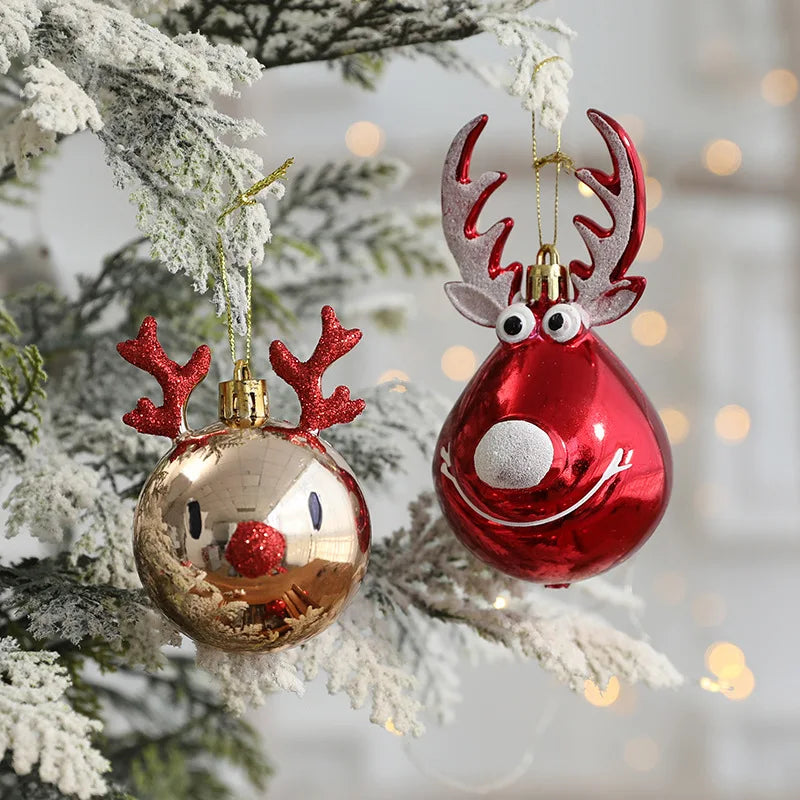 2pcs Elk Christmas Balls Ornaments Tree Hanging Bauble Pendant Home Decoration Navidad Xmas New Year