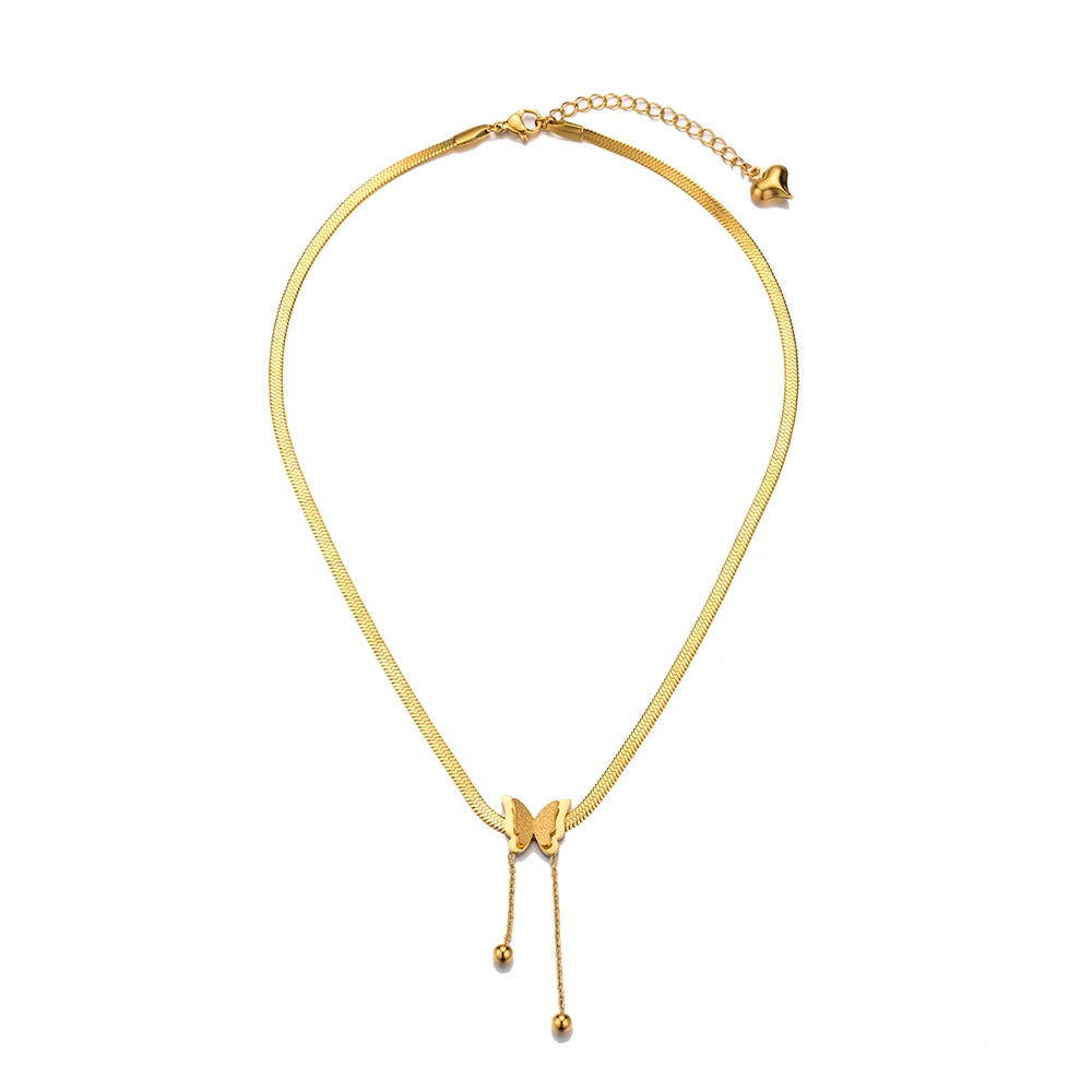 Multilayer Vintage Butterfly Blade Snake Chain Charms Tassel Gold Women Necklace Choker Jewelry Gift