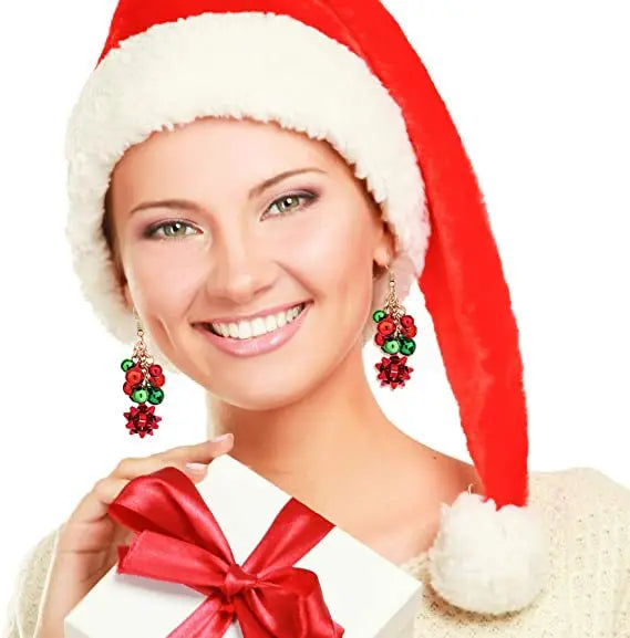 Christmas Jingle Bell Present Bow Pendant Gold Silver Women Girls Necklace Earrings Bracelet Gifts
