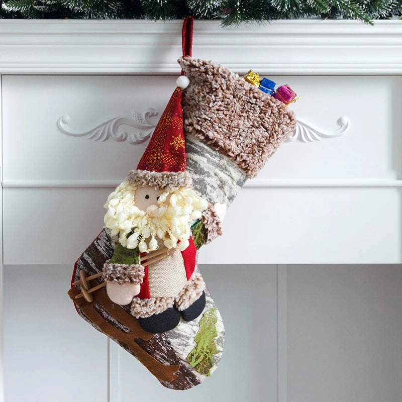 Christmas Large Xmas Gift Bags Fireplace Candy Holder Home Decoration Stockings Socks Fall Gifts