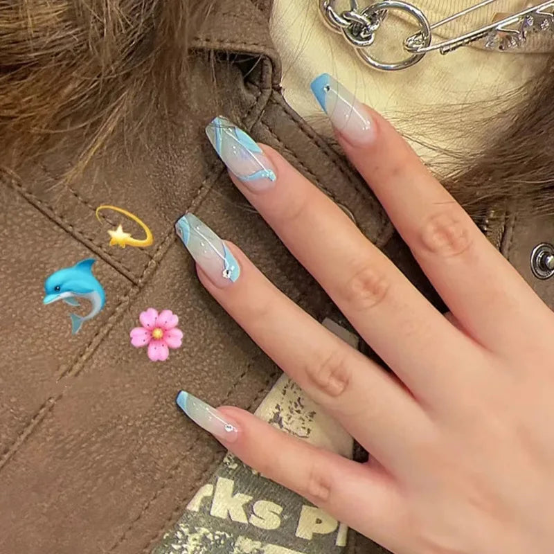 24pcs/set Wearable Ballerina Art Decoration Removable Fall Winter Women False Nails Manicure Set