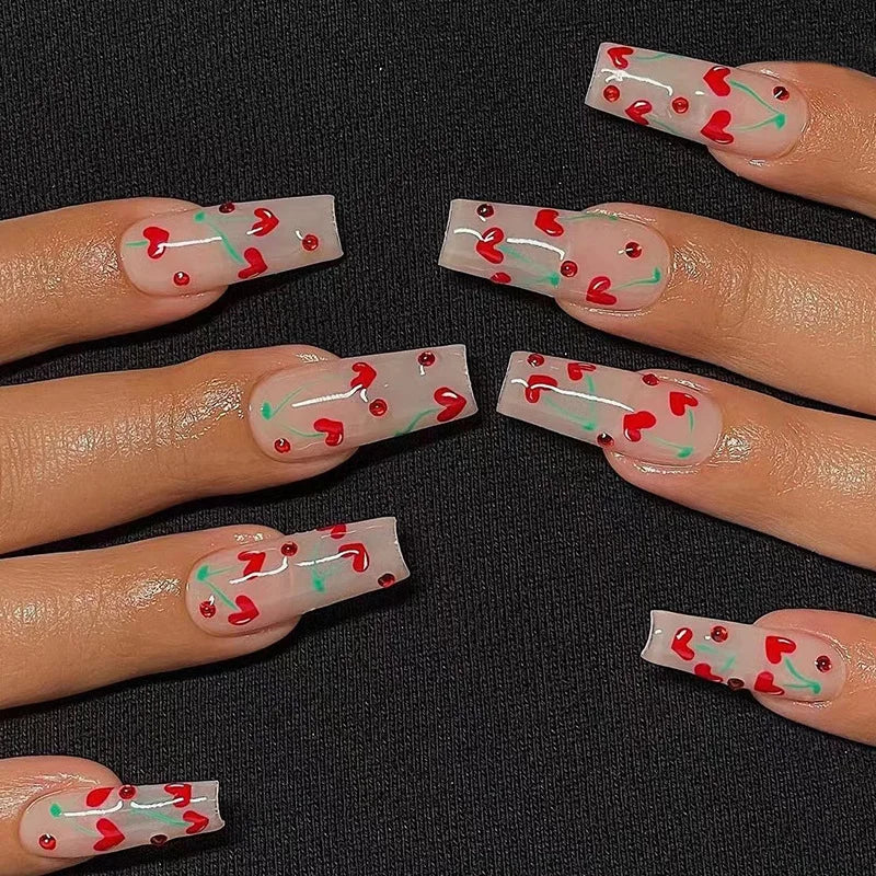 24pcs/set Wearable Ballerina Art Decoration Removable Fall Winter Women False Nails Manicure Set