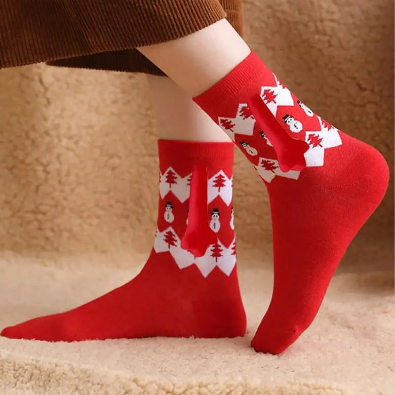 Creative Cartoon Cotton Fashion Funny Magnetic Couples Hand in Hand Socks Christmas Xmas Fall Gifts