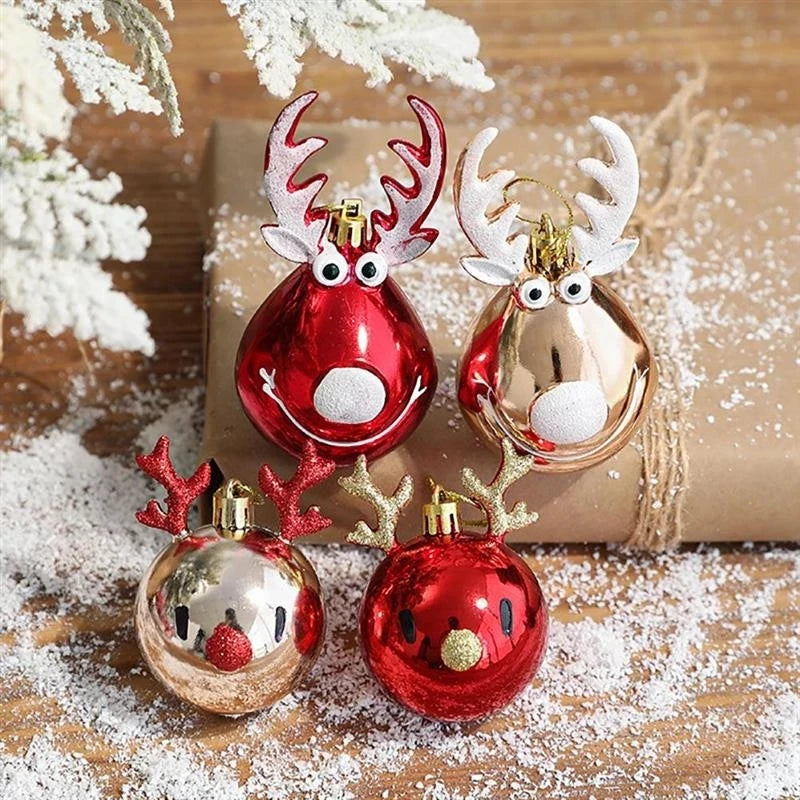2pcs Elk Christmas Balls Ornaments Tree Hanging Bauble Pendant Home Decoration Navidad Xmas New Year