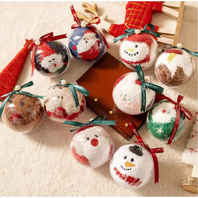 Christmas Cute Decorative Pendant Coral Velvet Cartoon Sleep Packaging Ball Fall Socks Xmas Gift