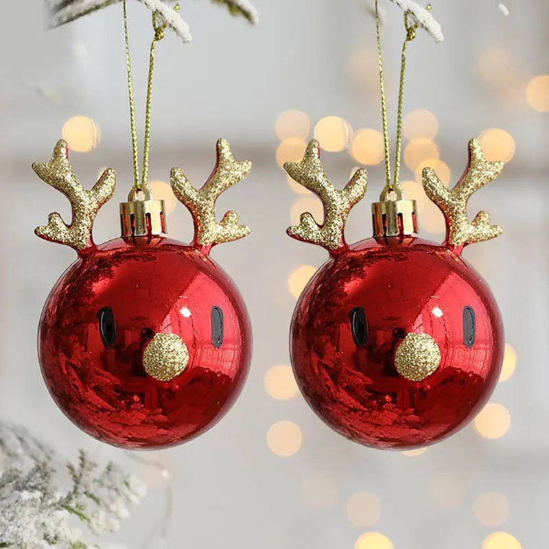 2pcs Elk Christmas Balls Ornaments Tree Hanging Bauble Pendant Home Decoration Navidad Xmas New Year