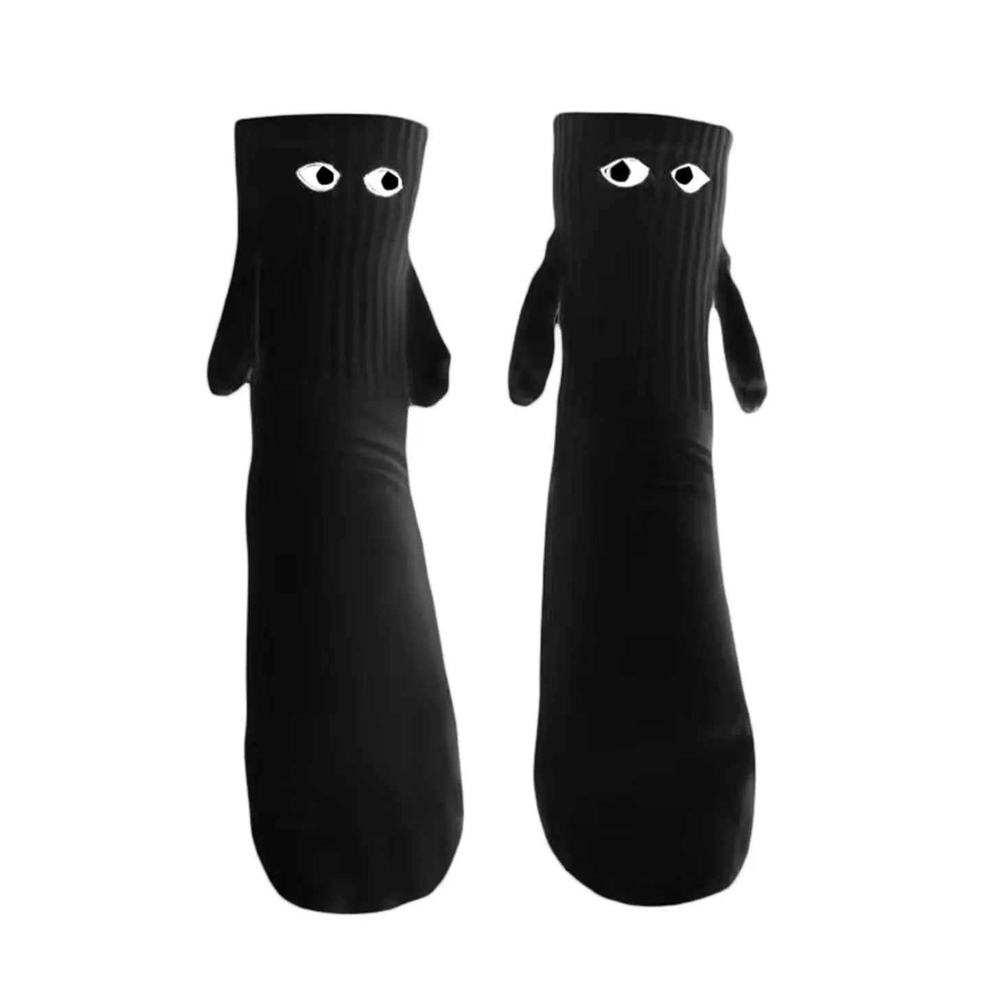 Personalized Magnetic Three-dimensional Dolls Couples Holding Hands Fashion Mid Length Women Socks