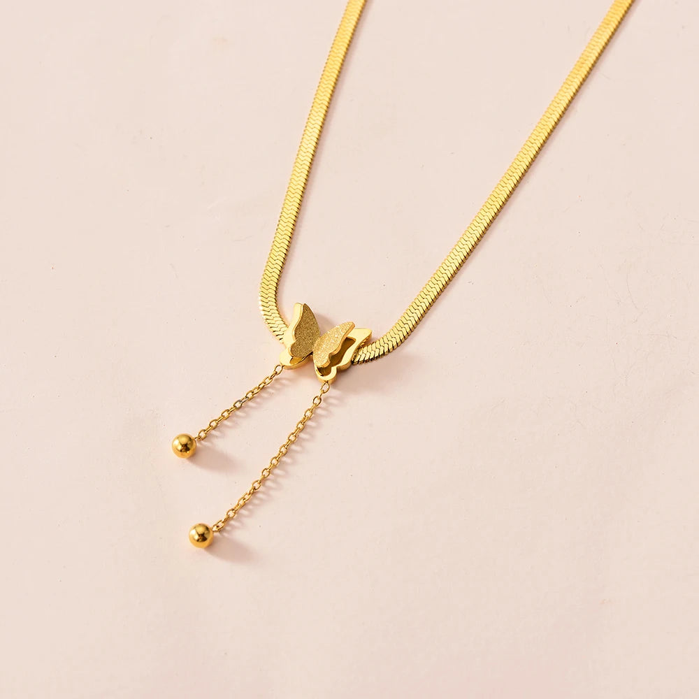Multilayer Vintage Butterfly Blade Snake Chain Charms Tassel Gold Women Necklace Choker Jewelry Gift