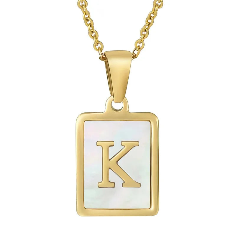 Pearl Shell Initial Letter 26 Alphabet Minimalist Pendant Trendy Gold Women Necklace Jewelry Gifts