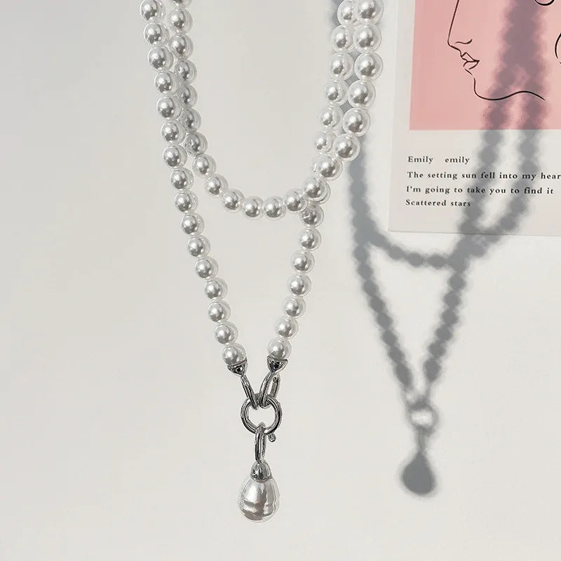 Statement Imitation Pearls Long Personality Chains Big Pendant Collares Women Necklace Jewelry Gifts