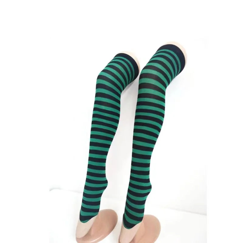 Christmas Halloween Sexy Striped Socks Thigh High Over The Knee Thin Socks Women Stockings