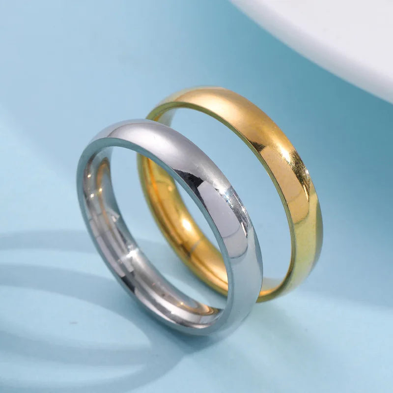 Fashion Simple Smooth Stainless Steel Women Men Classic Couple Rings Wedding Engagement Jewelry Gift