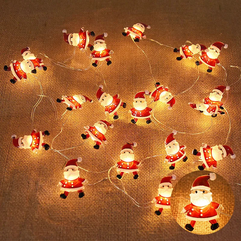 2M 20LED Santa Claus Snowflake LED Light String Ornament Christmas Tree Home Xmas Party Decoration
