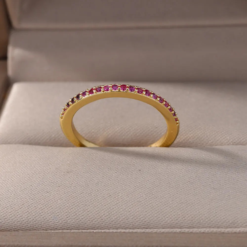 Mini Zircon Multi Color Adjustable Engagement Wedding Gold Women Rings Christmas Jewelry Gift