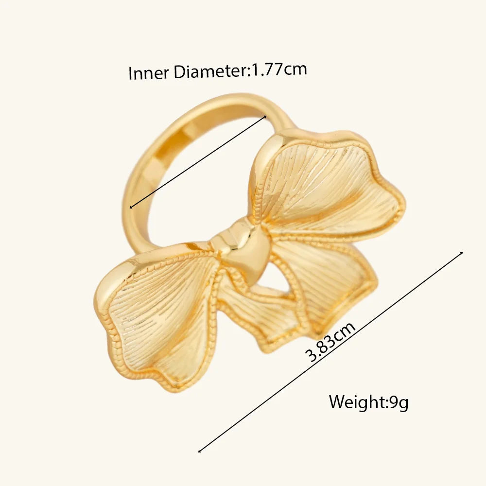 Gold Open Butterfly Bow Heart Twist Multi Layers Women Rings Valentine's Day Jewelry Gift