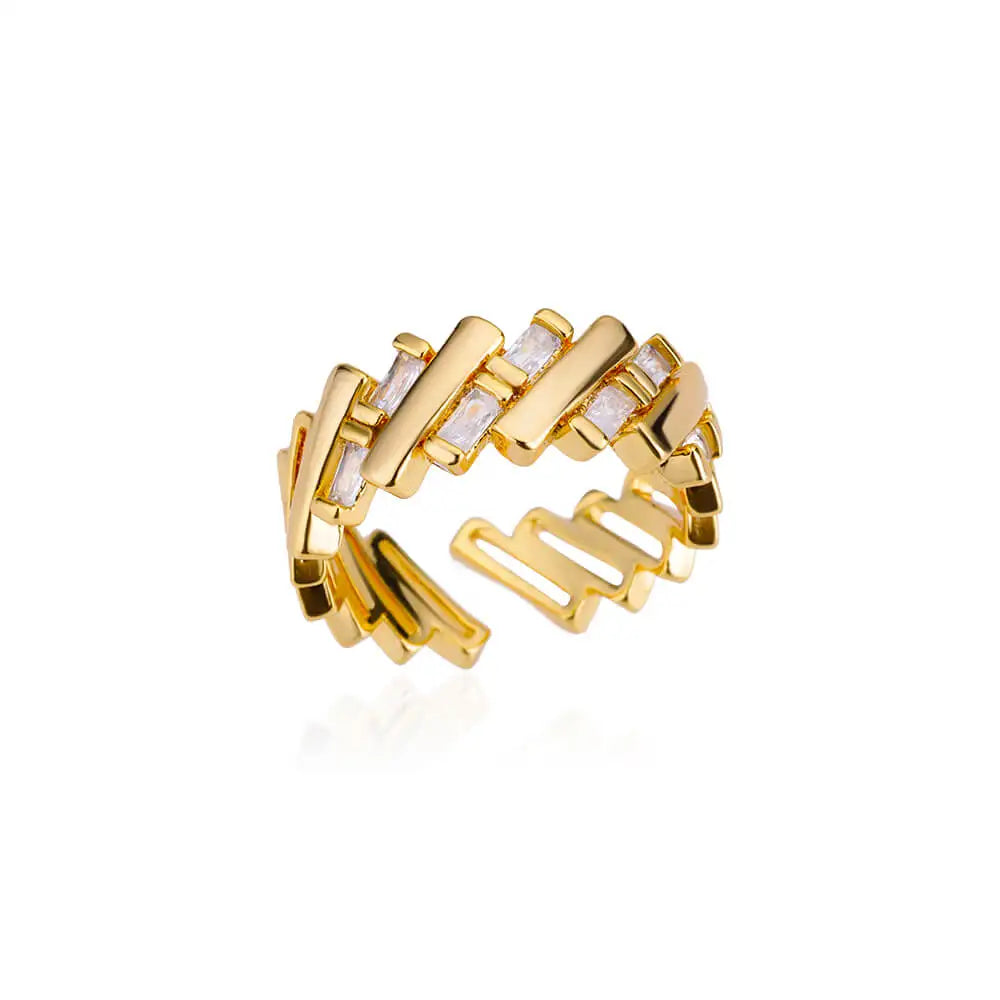 Pinky Colorful Zircon Crystal Gold Trendy Couple Aesthetic Wedding Y2K Open Women Rings Jewelry