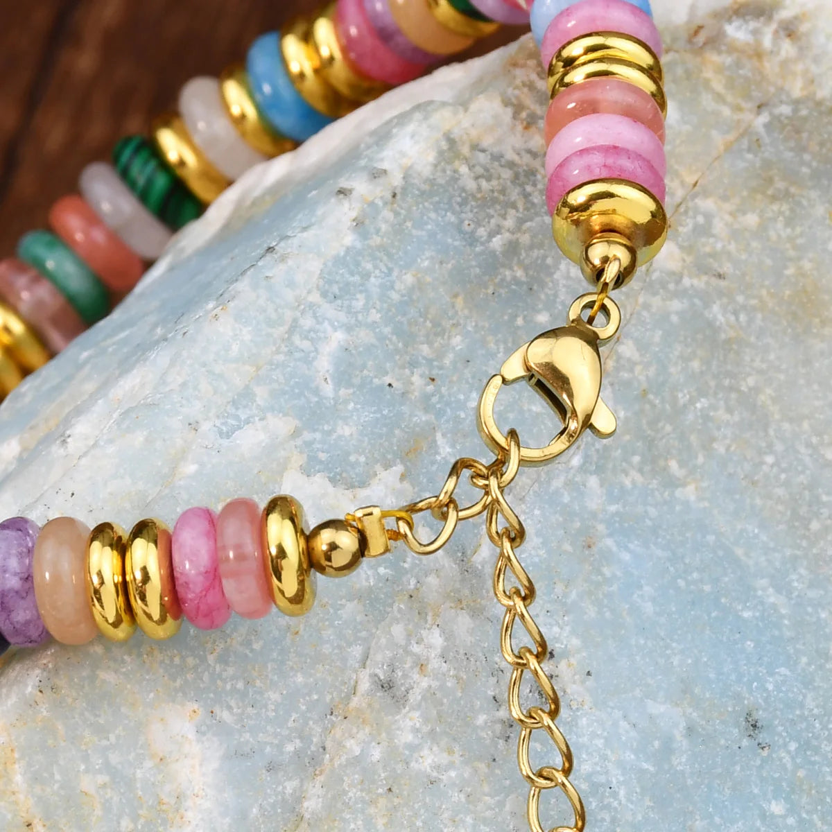 Natural Stone Colorful Mix-Gemstones Beaded Bohemian Sweet Cute Handmade Women Bracelet Jewelry Gift