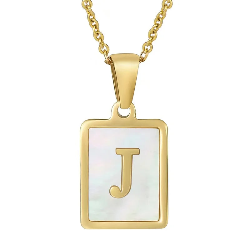 Pearl Shell Initial Letter 26 Alphabet Minimalist Pendant Trendy Gold Women Necklace Jewelry Gifts