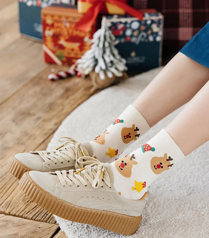 Christmas Woman Funny Santa Claus Snowman Kawaii Cartoon Animal Cute Socks Novel Christmas Fall Gift