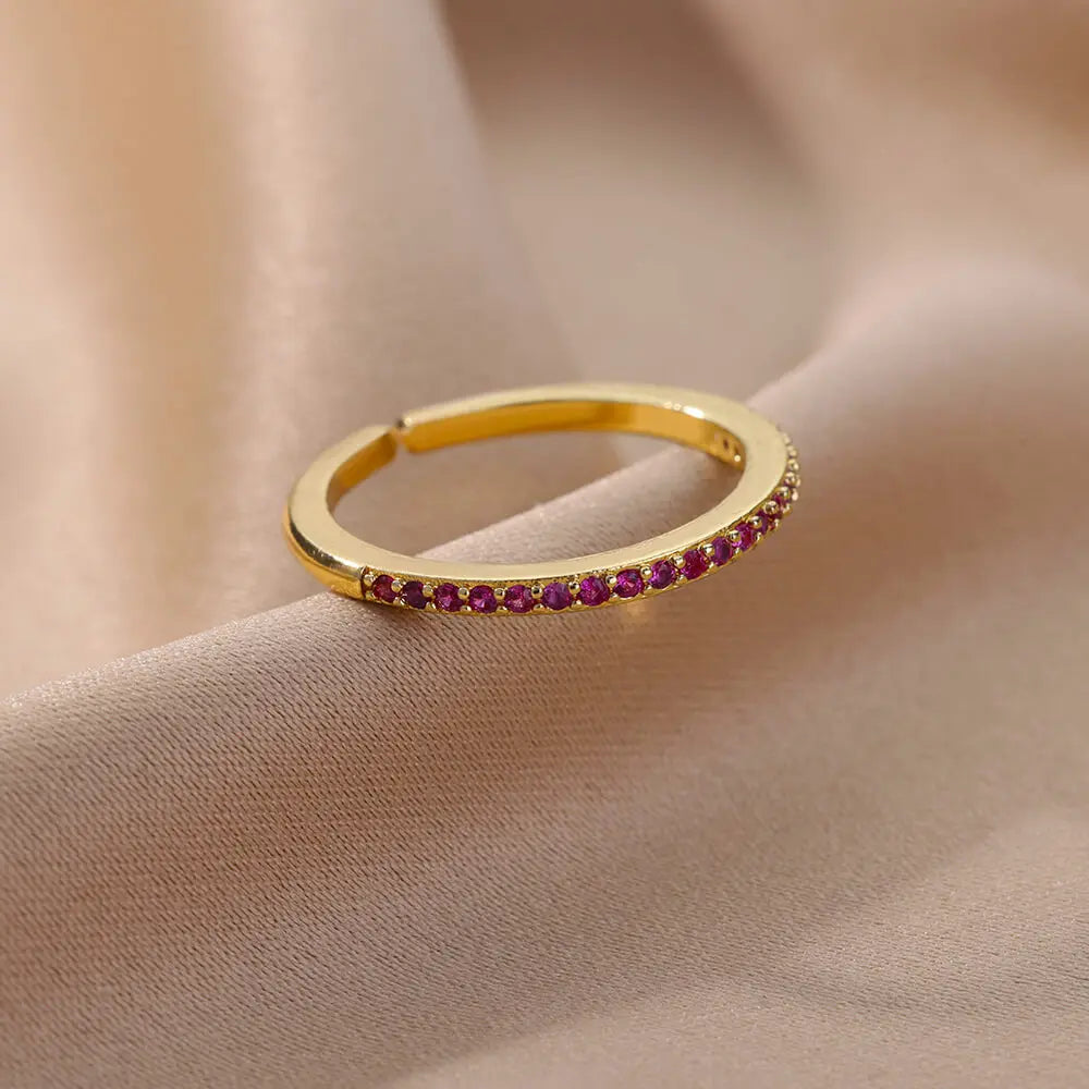 Mini Zircon Multi Color Adjustable Engagement Wedding Gold Women Rings Christmas Jewelry Gift