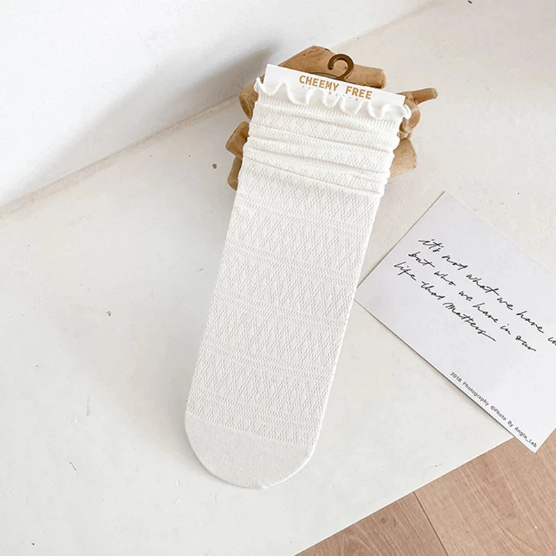 Fashion Cute New Retro White Black Lace Sweet Mesh Simple Casual Breathable Loose Girls Women Socks