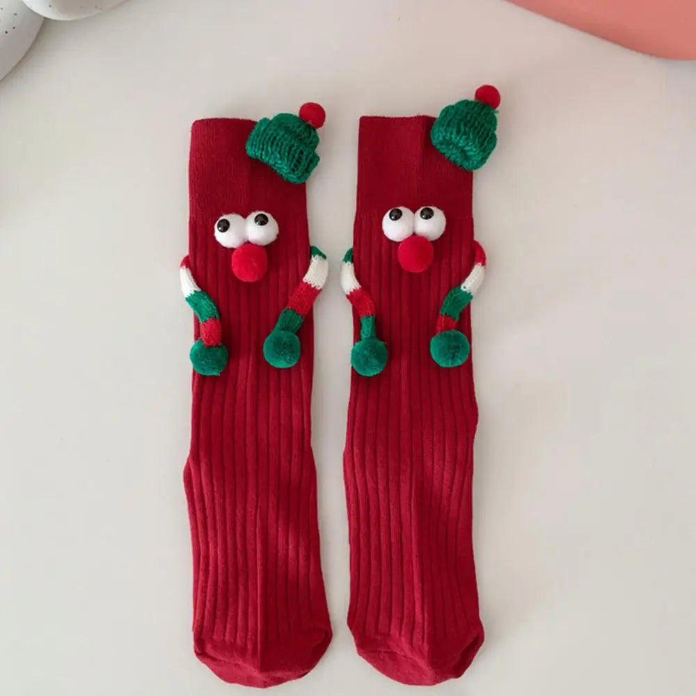 Cute Magnet Elastic Soft Cartoon Hand Comfortable Funny Socks Holiday Christmas Fall Gift