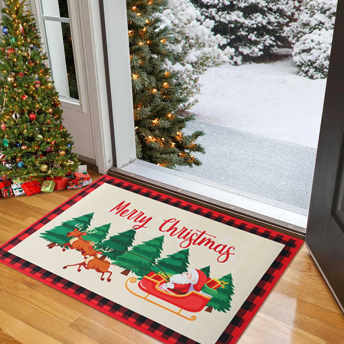 Christmas Santa Claus Carpet Mat Home Decor Living Room Bedroom Navidad Xmas New Year Gifts