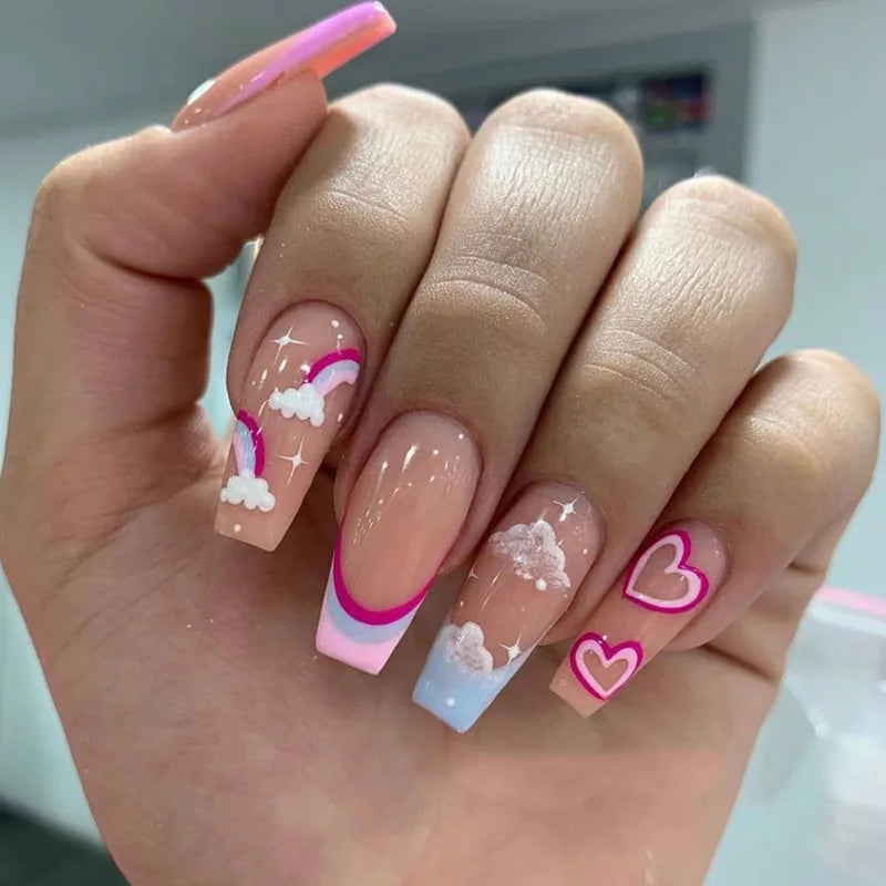 24pcs/set Wearable Ballerina Art Decoration Removable Fall Winter Women False Nails Manicure Set
