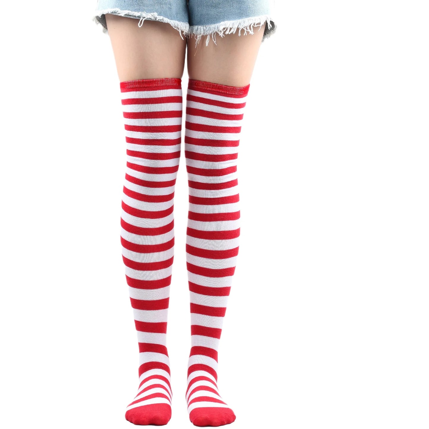 Christmas Halloween Sexy Striped Socks Thigh High Over The Knee Thin Socks Women Stockings