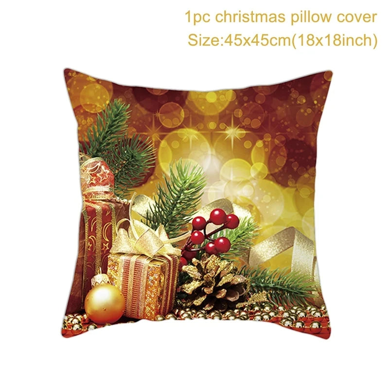 Christmas Cushion Cover Home Ornament Decorations Navidad Noel Xmas New Year Gifts