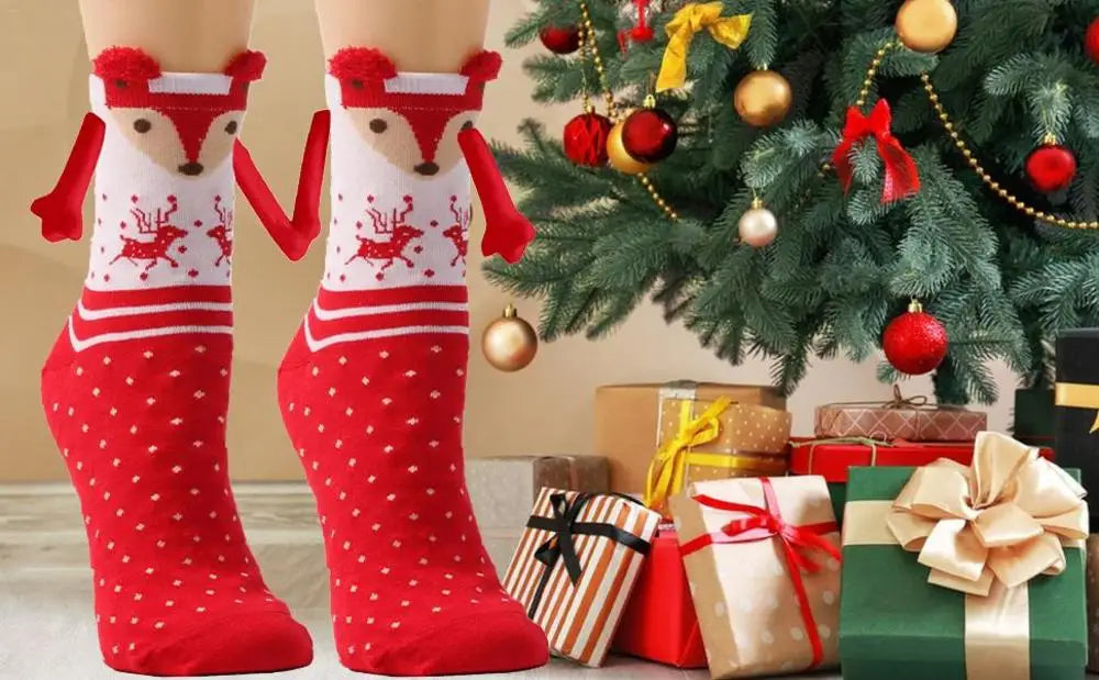 Creative Cartoon Cotton Fashion Funny Magnetic Couples Hand in Hand Socks Christmas Xmas Fall Gifts