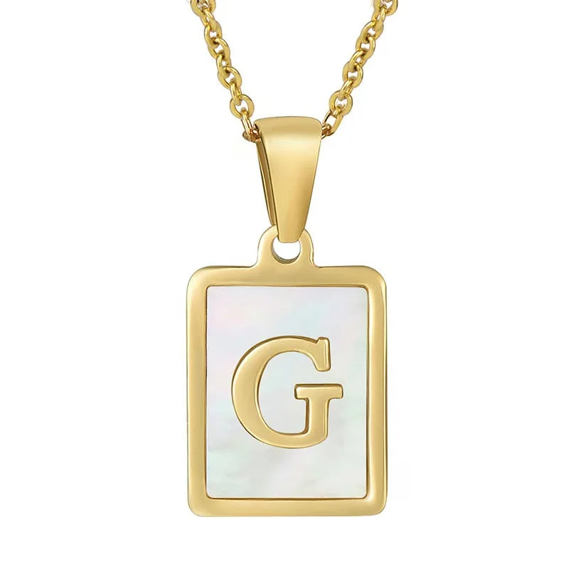 Pearl Shell Initial Letter 26 Alphabet Minimalist Pendant Trendy Gold Women Necklace Jewelry Gifts