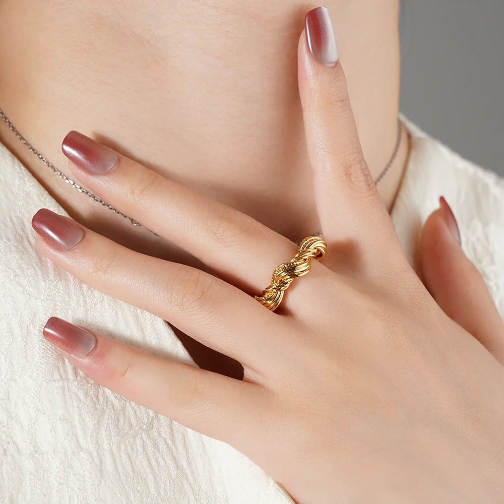 Gold Open Butterfly Bow Heart Twist Multi Layers Women Rings Valentine's Day Jewelry Gift